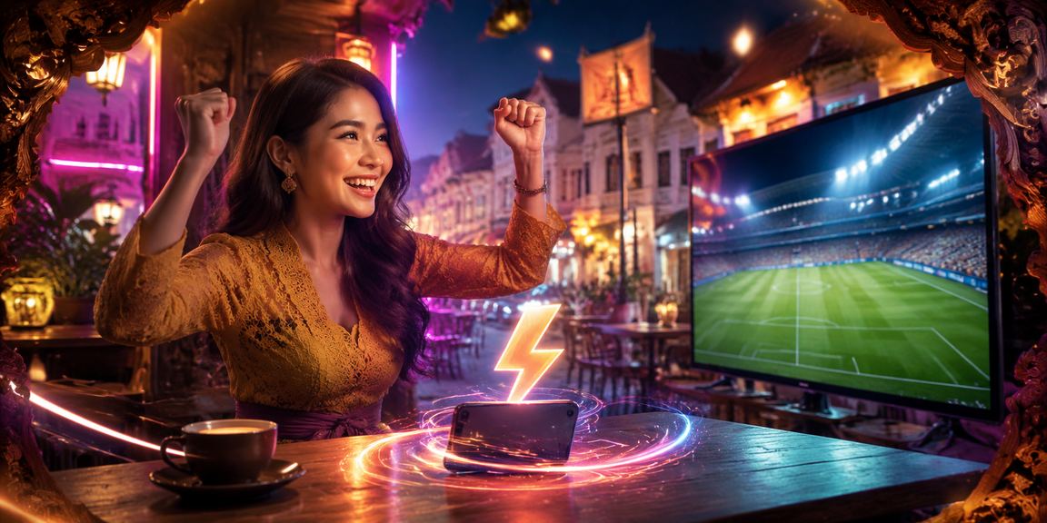 Suasana kasino online yang elegan dengan seseorang menikmati kopi sambil bermain di Vietnam